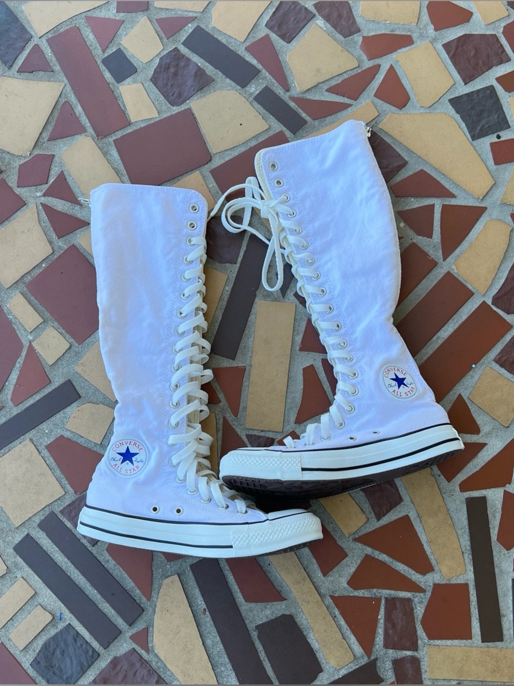Converse White Knee-High Lace-Up Chuck Taylor Boots